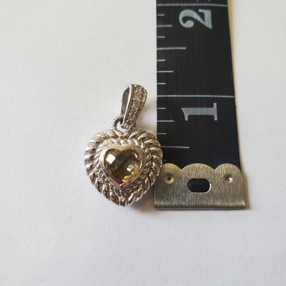 Judith Ripka Silver Heart Pendant with Champagne Stone - Picture 2 of 6